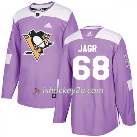 Mænd NHL Pittsburgh Penguins Trøje Jaromir Jagr 68 Adidas 2017-2018 Lilla Fights Cancer Practice Authentic